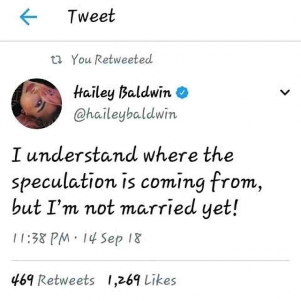 Хейли Болдуин прокомментировала новость о свадьбе с Бибером