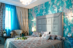 Голубой цвет в оформлении спальни